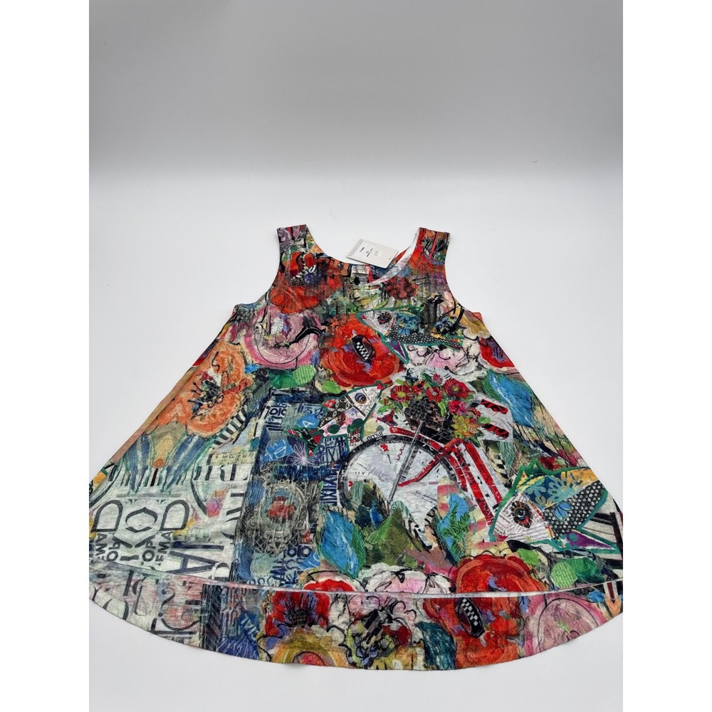 Et'Lois Womens Multi Color Collage Print Swing Tank Top C1011 CHERRY Made in USA - Picture 5 of 9